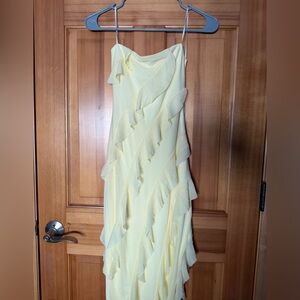 Gabby Formal Mesh Strapless Ruffle Long Dress